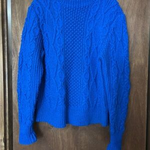 Vibrant Blue Irish Cable Knit Sweater